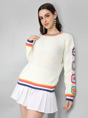 DLANXA Handmade Crochet Round Neck Fullsleeve Top for Women