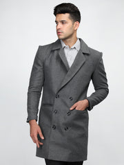 Men Double Breasted Long Coat