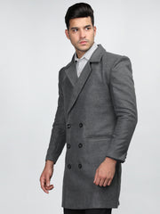 Men Double Breasted Long Coat