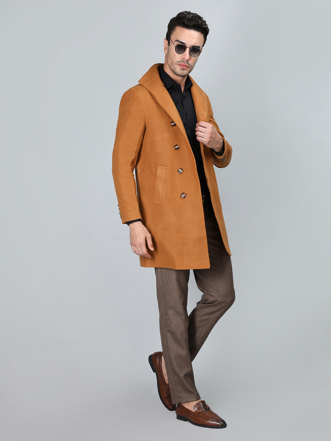 Dlanxa Men Long Coat Double Breasted 5 Button