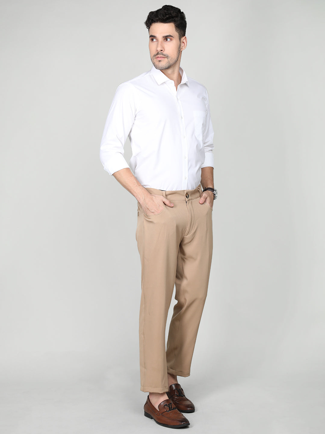 Men Slim Fit Solid Regular Trouser