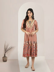 Women Printed Embroidered Dress