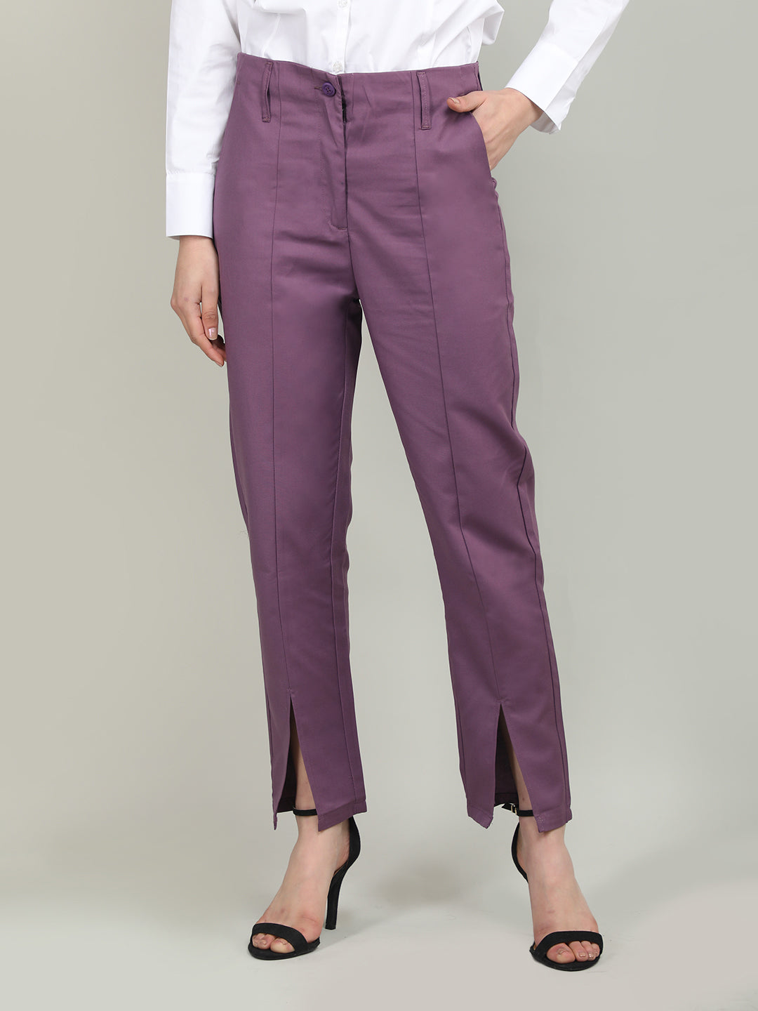 Women Solid Office Wear Formal Trouser