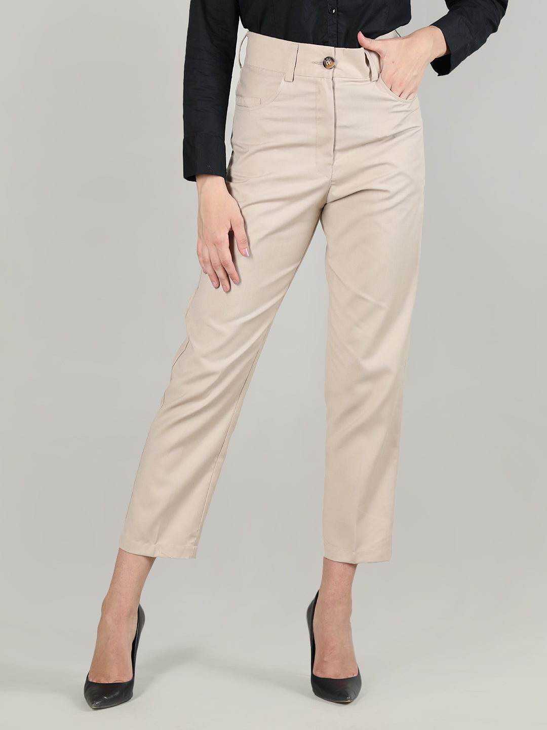 Women Solid Office Wear Formal Trouser