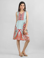 Women Printed Embroidered Dress