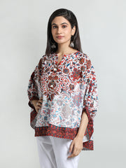 Women Printed Embroidered Kaftan Top