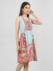 Women Printed Embroidered Dress