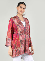 Women Printed Tie-Up Embroidered Shrug