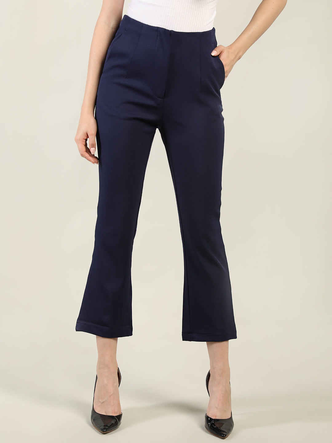 Women Solid Office Wear Formal Trouser