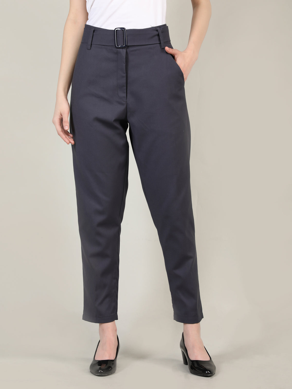 Women Solid Office Wear Formal Trouser