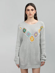 DLANXA Handmade Crochet Round Neck Fullsleeve Top For Women