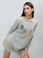 DLANXA Handmade Crochet Round Neck Fullsleeve Top For Women