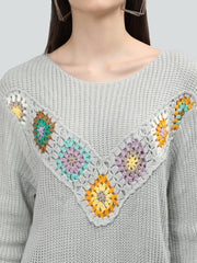 DLANXA Handmade Crochet Round Neck Fullsleeve Top For Women