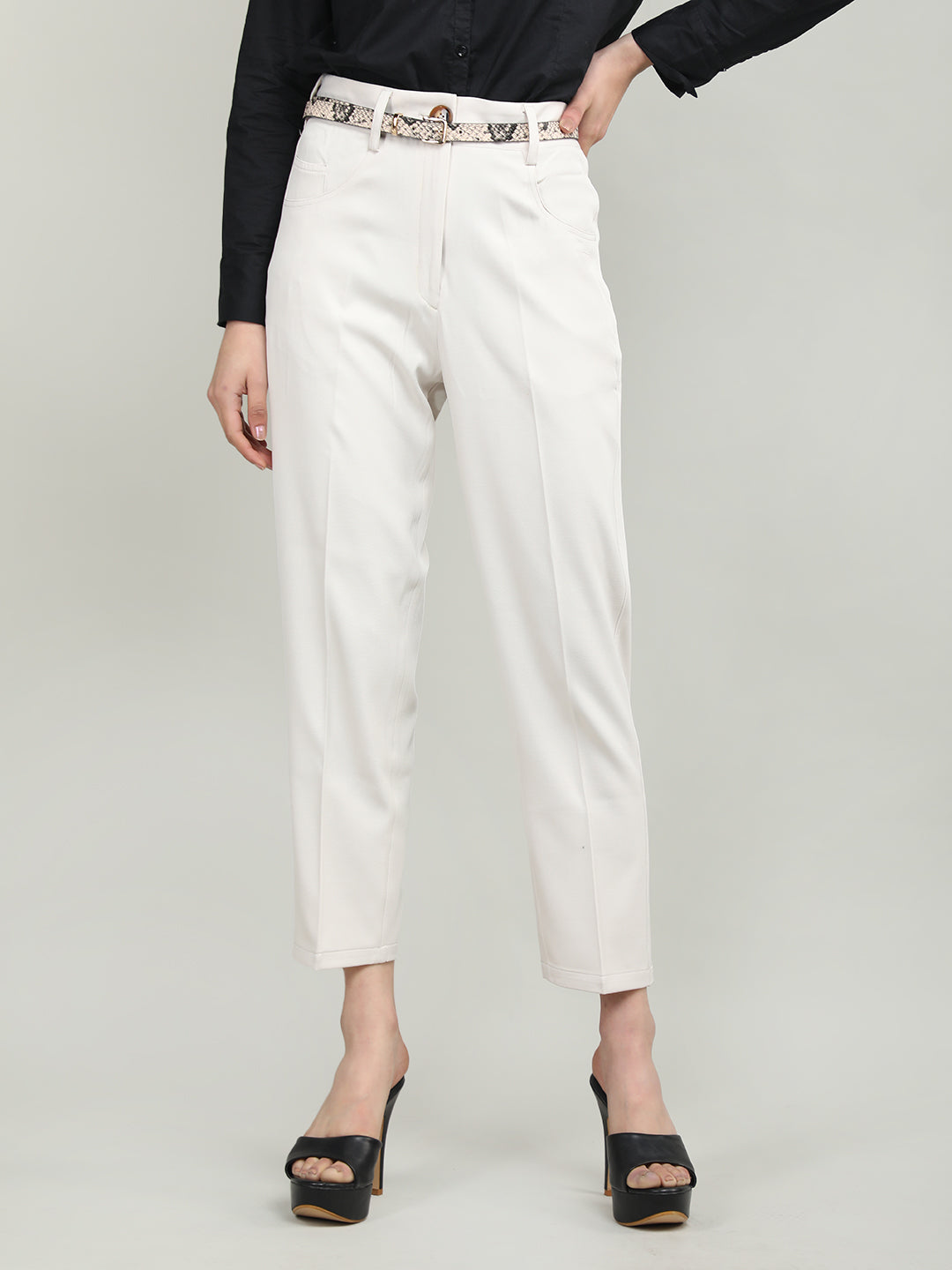 Women Solid Office Wear Formal Trouser