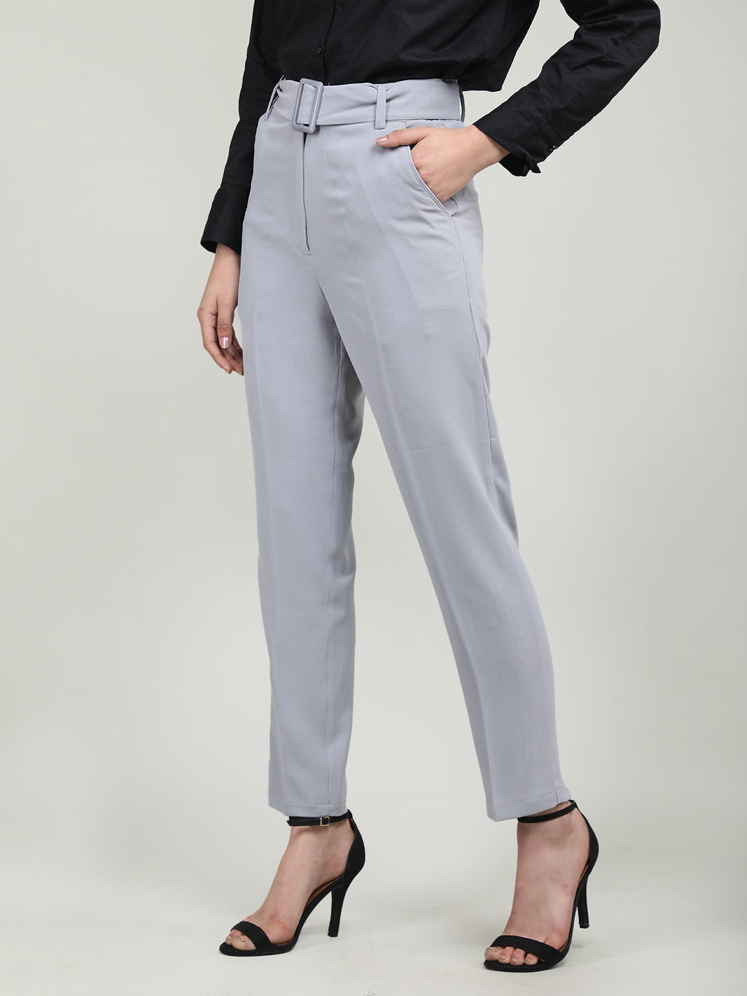 Buy Gable Green High-Waisted Tapered Cigarette Trousers for Women -674 - L  / Gable Green Online at Best Prices in India - JioMart.