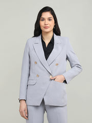 Women Solid Double-Breasted Blazer