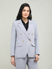 Women Solid Double-Breasted Blazer