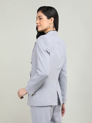 Women Solid Double-Breasted Blazer