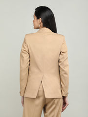 Women Solid Double-Breasted Blazer