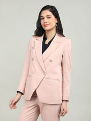 Women Solid Double-Breasted Blazer