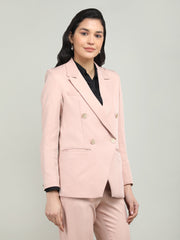 Women Solid Double-Breasted Blazer