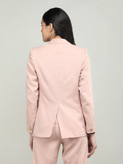 Women Solid Double-Breasted Blazer