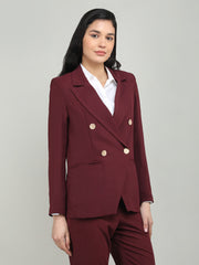 Women Solid Double-Breasted Blazer