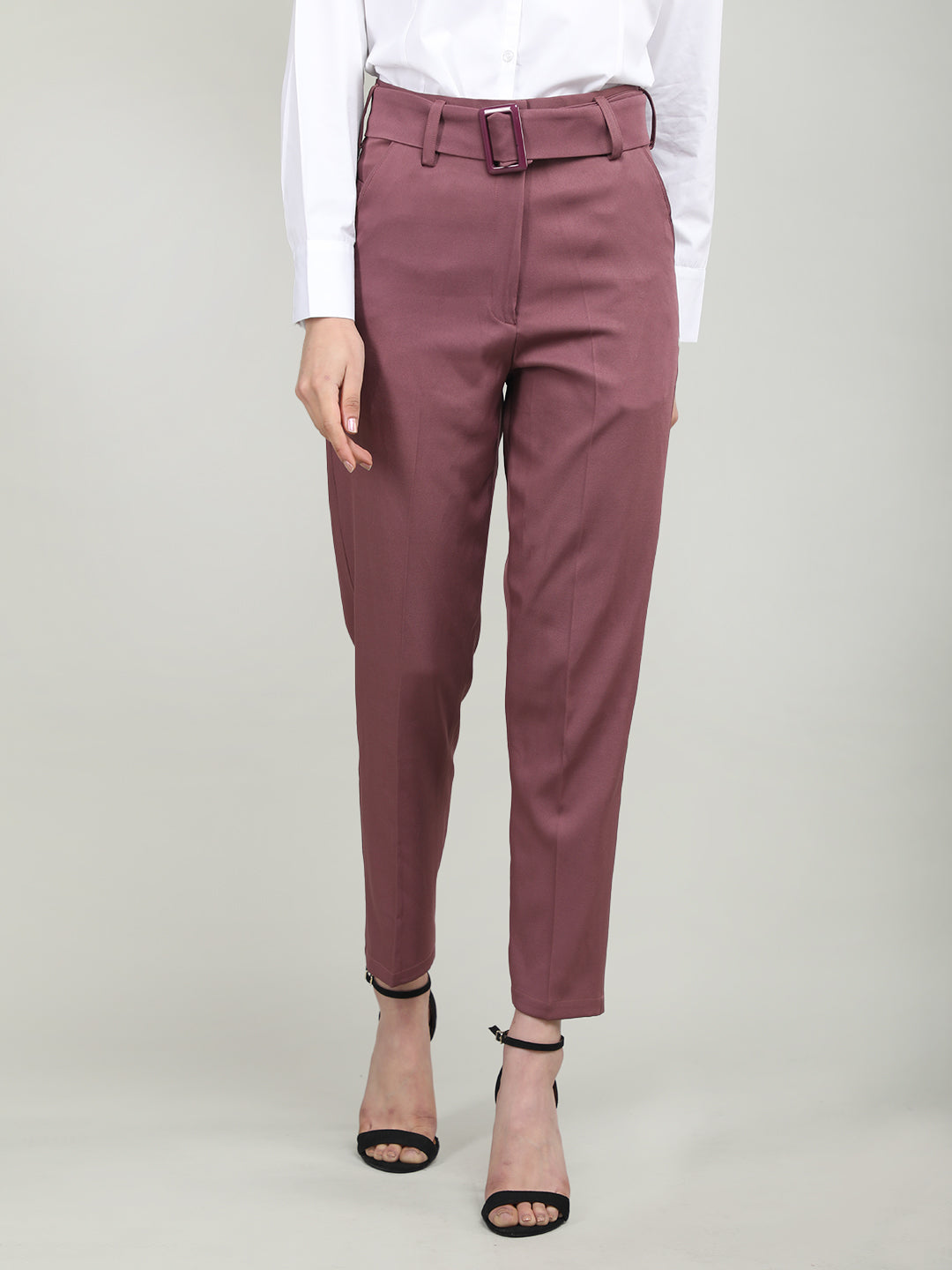 Women Solid Office Wear Formal Trouser