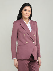 Women Solid Double-Breasted Blazer