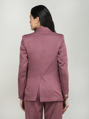 Women Solid Double-Breasted Blazer