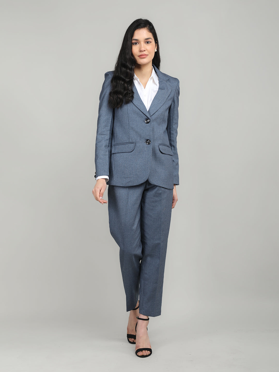 Buy Van Heusen Men Navy Blue Self Design Slim Fit Single Breasted Formal  Suit - Suits for Men 9736111 | Myntra