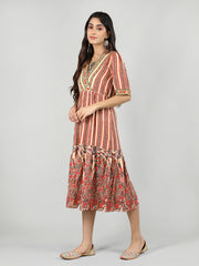 Women Printed Embroidered Dress