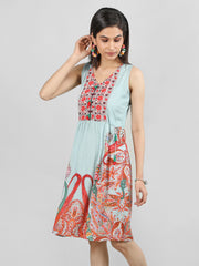 Women Printed Embroidered Dress