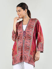 Women Printed Tie-Up Embroidered Shrug