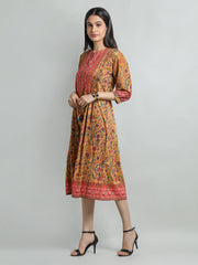 Women Printed Embroidered Dress