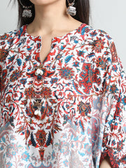 Women Printed Embroidered Kaftan Top