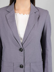 Women Solid Blazer with Skirt Set