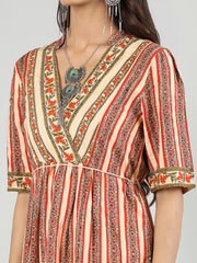 Women Printed Embroidered Dress