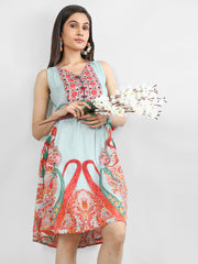 Women Printed Embroidered Dress